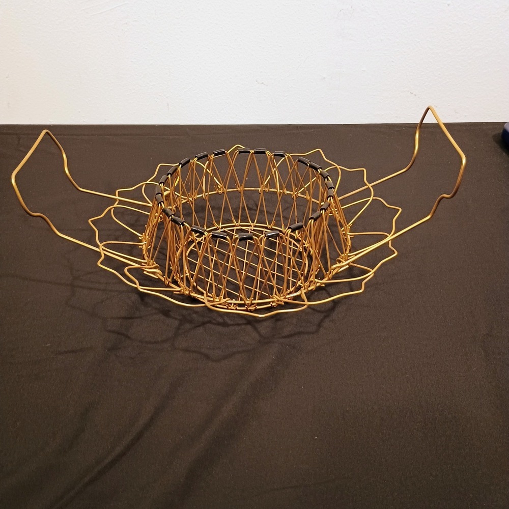 Promo Decot France Gold Coated Wire Collapsible Fruit Vegetable Basket Bowl